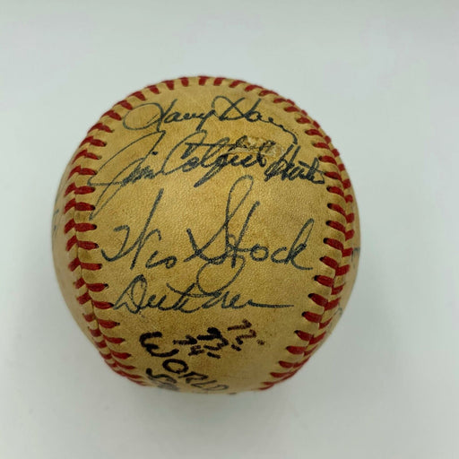 Rare 1972 1973 1974 Oakland A's World Series Champs Reunion Signed Baseball JSA