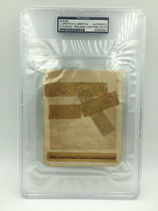 Clark Griffith & Calvin Griffith Signed Autographed Card PSA DNA