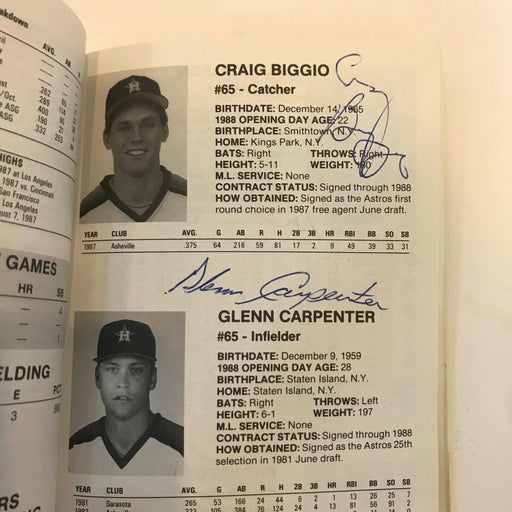 Rare 1988 Houston Astros Media Guide With 87 Signatures ! Craig Biggio Rookie