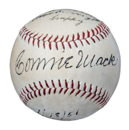 Beautiful Connie Mack Single Signed Autographed 1951 Baseball With JSA COA