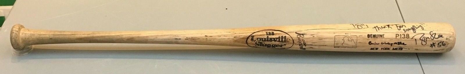 Brian McRae Game Used Signed Louisville Slugger Baseball Bat New York Mets