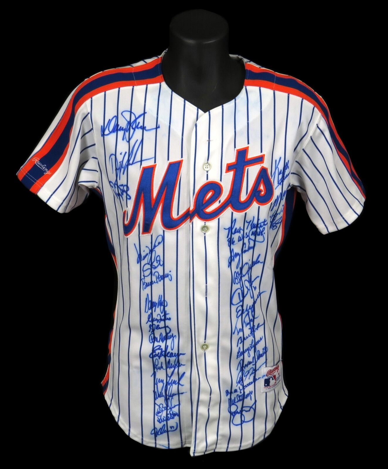 1986 New York Mets World Series Champs Team Signed Authentic Rawlings  Jersey JSA