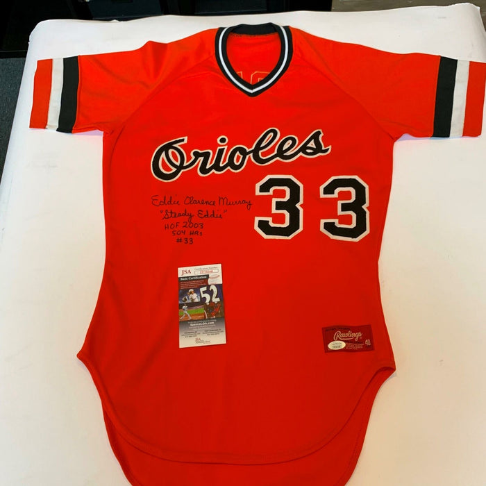 Eddie Murray Signed Heavily Inscribed 1970's Baltimore Orioles Game Jersey JSA