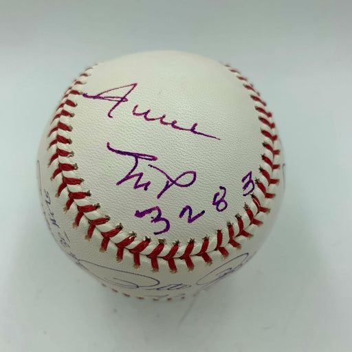 Willie Mays Hank Aaron 3,000 Hit Club Signed Baseball With Inscriptions PSA DNA