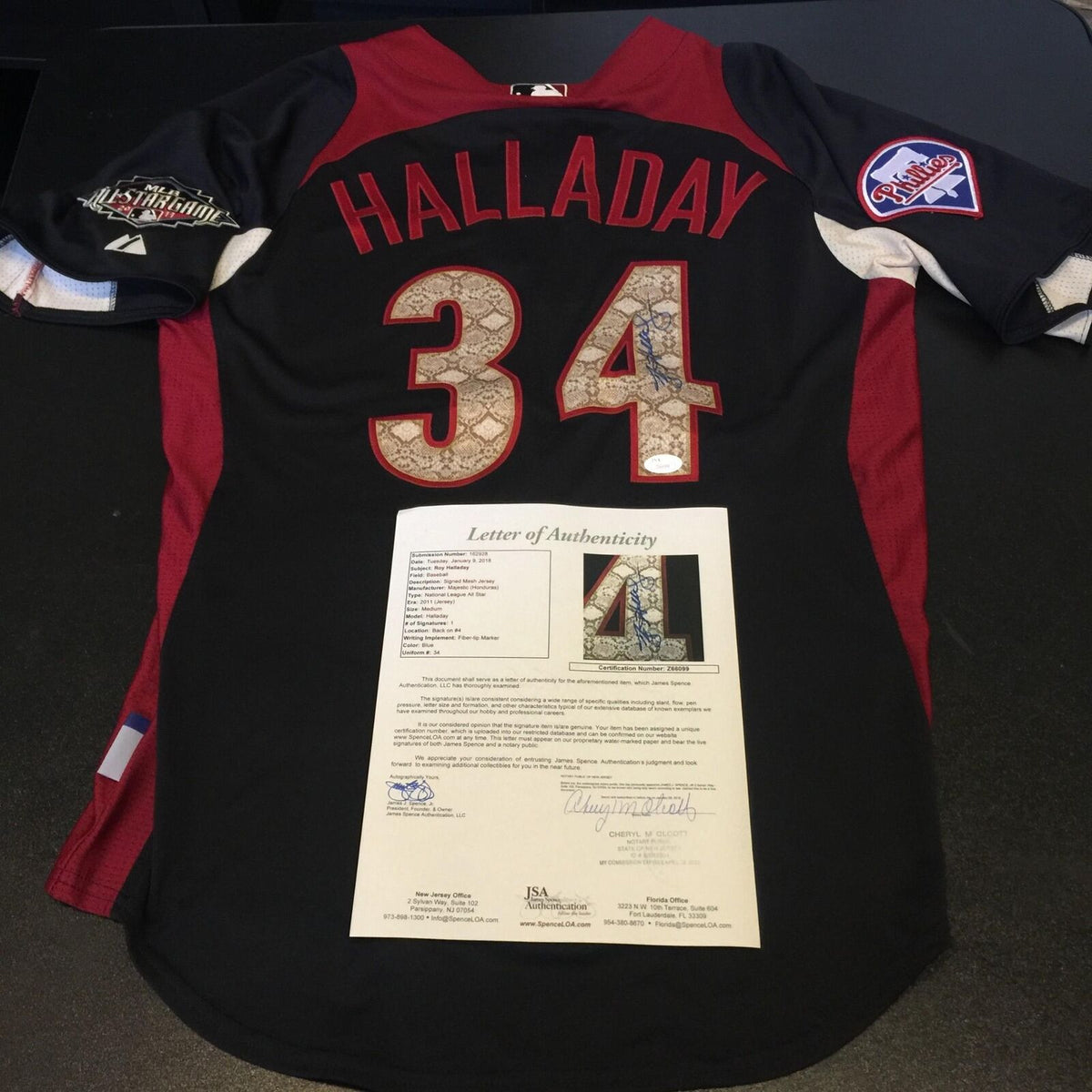 Roy Halladay Signed 2011 All Star Game Authentic Majestic Jersey