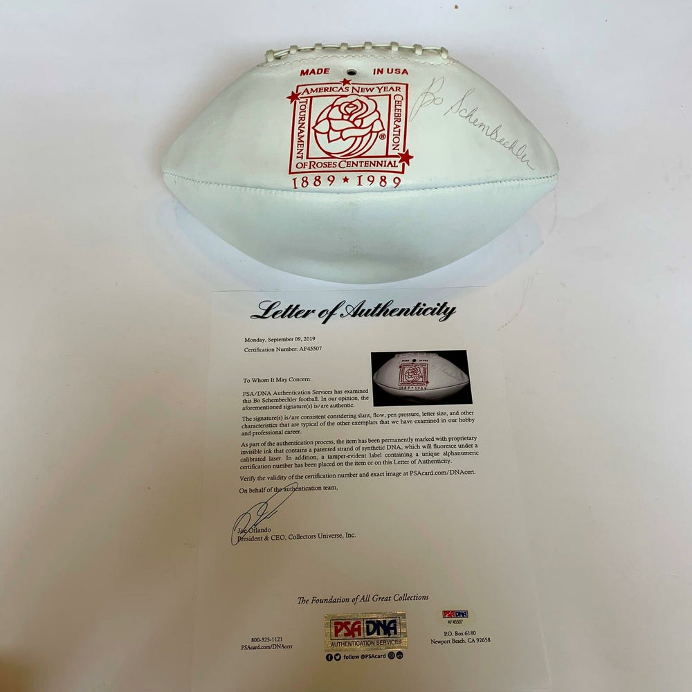 RARE Bo Schembechler Signed 1989 Rose Bowl 100th Year Anniversary Football PSA