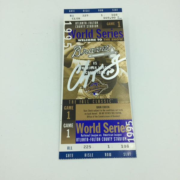 Chipper Jones Signed 1995 World Series Game One Original Full Ticket JSA COA