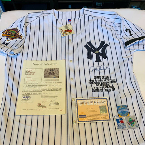 Rare Derek Jeter Rookie Signed New York Yankees 1996 World Series Jersey Steiner