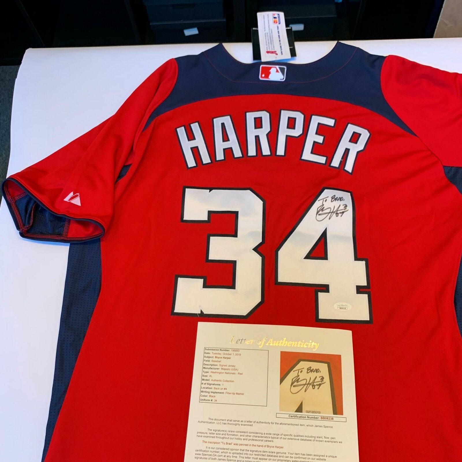 Bryce Harper Signed Autographed Authentic Washington Nationals