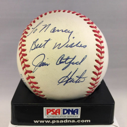Jim Catfish Hunter Signed Autographed Official American League Baseball Psa Dna