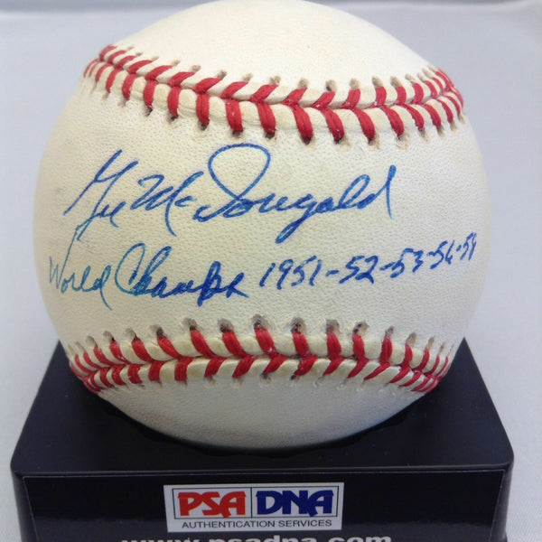 Gil Mcdougald Inscription Signed Baseball Yankees World Series Champ Years PSA