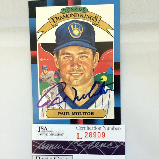 Paul Molitor Signed Autographed 1988 Donruss Diamond Kings Baseball Card JSA COA