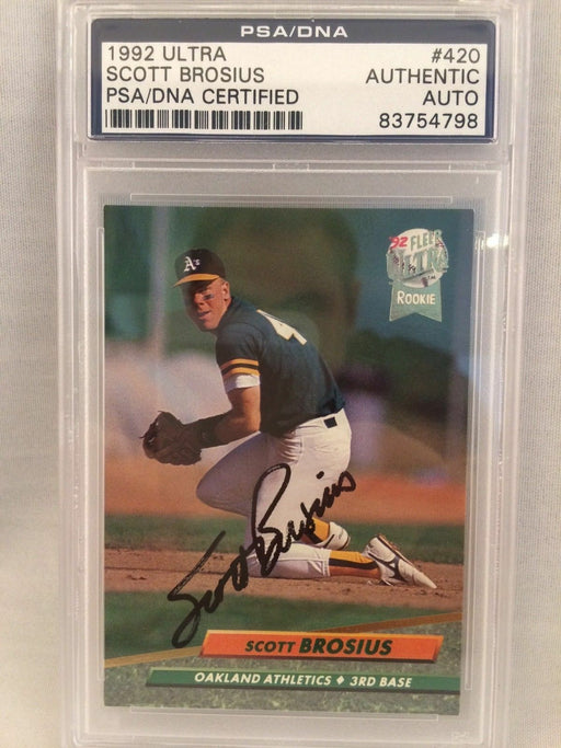 1992 Ultra Scott Brosius Signed Autographed baseball Card Psa Dna