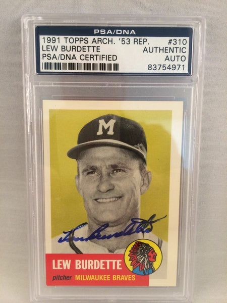 1991 Topps Archives Lew Burdette Signed Baseball Card Psa Dna