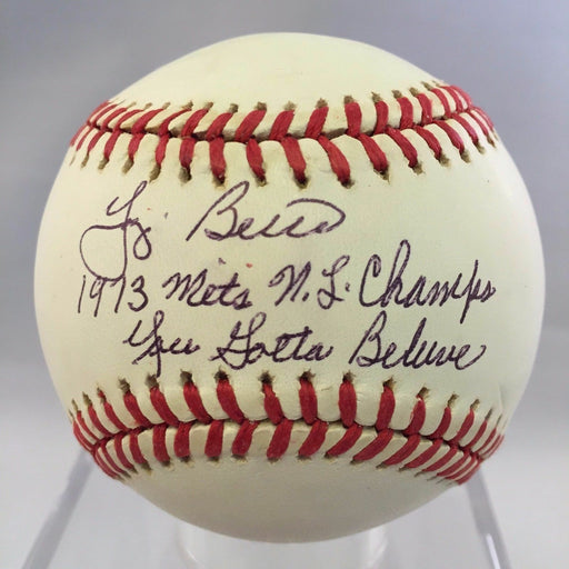 Yogi Berra 1973 Mets NL Champs "You Gotta Believe" Signed Inscribed Baseball PSA